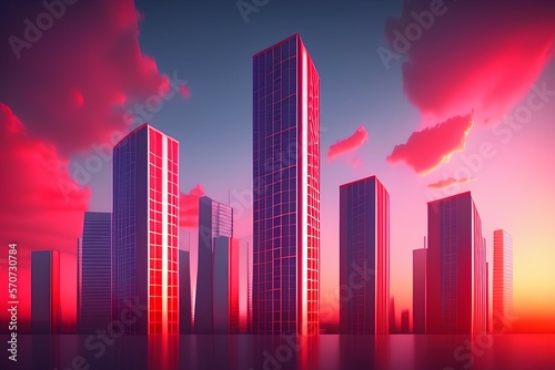 city skyline at night - Generate AI