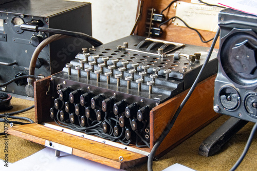 Картината върху платно Enigma, the German cipher machine created for sending messages during World War