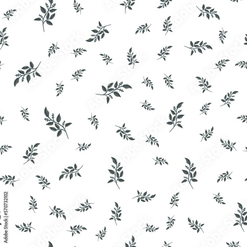 Seamless pattern with flowers. Vector flowers. Flat style. Leaves, bouquet, herbs. Textile © Prozo