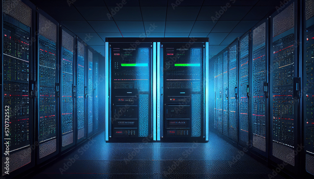 The Server control center for an internet provider, generative ai The Server control center for an internet provider, generative ai