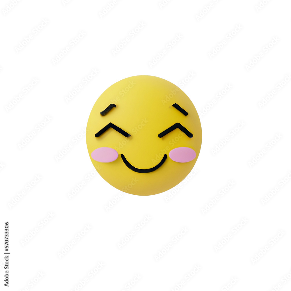 Fototapeta premium 3D Cute happy emoji with transparent background, made with generative ai 