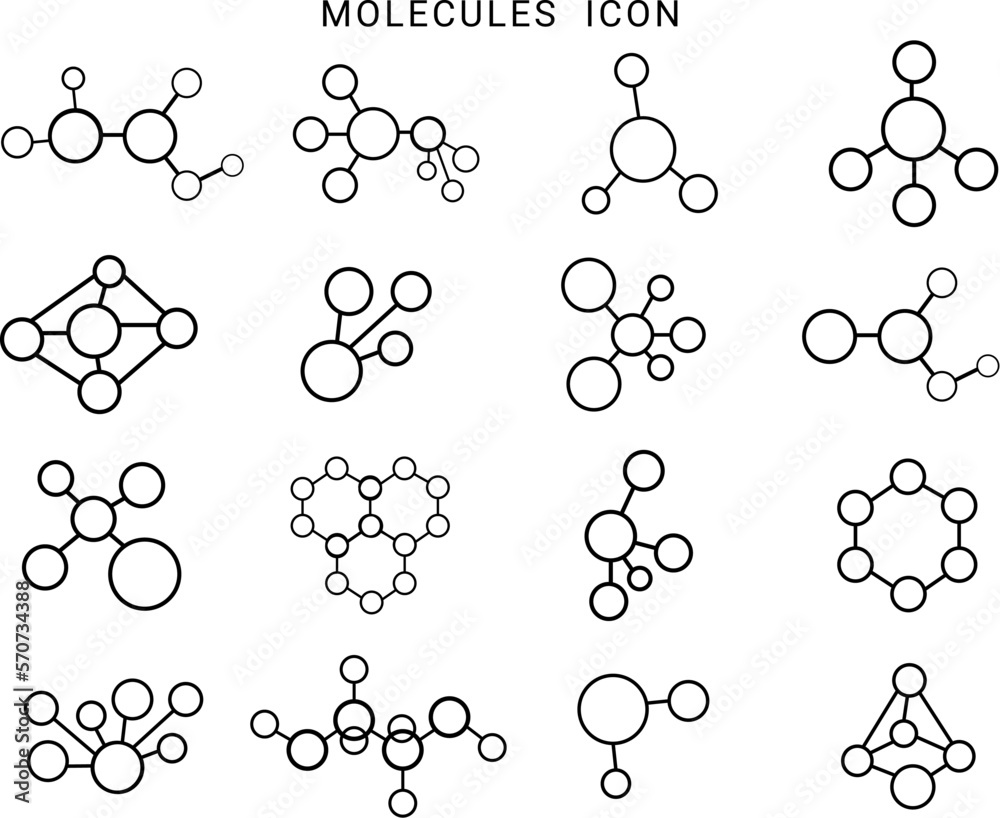Molecules flat icon set