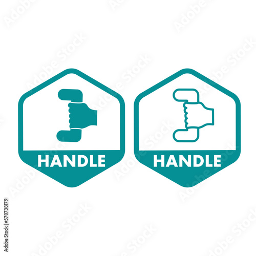 Handle or holding ergonomic logo vector badge