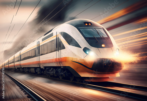 Ai-Generated 8K Render of a Hypervelocity Train on the Expressway: Artificial Illustration of a Superfast Journey