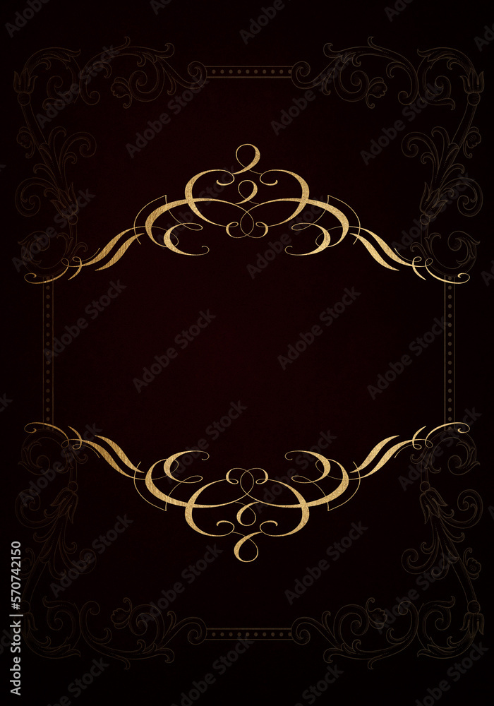 Abstract grunge dark red background with golden patina and frame Abstract grunge dark red background with golden patina and frame