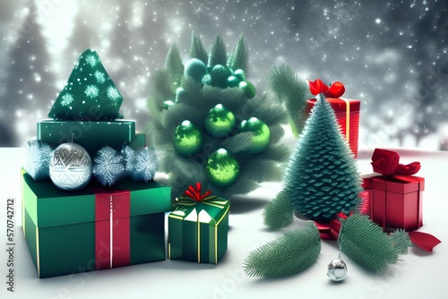 christmas tree and gifts - Generate AI