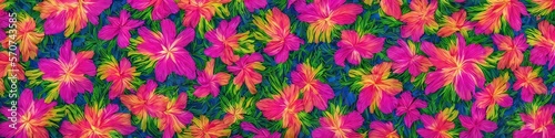 Colorful tropical flowers - bright and vibrant exotic floral panoramic image © Brian