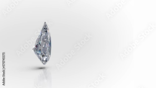 Pear cut diamond crystal in white