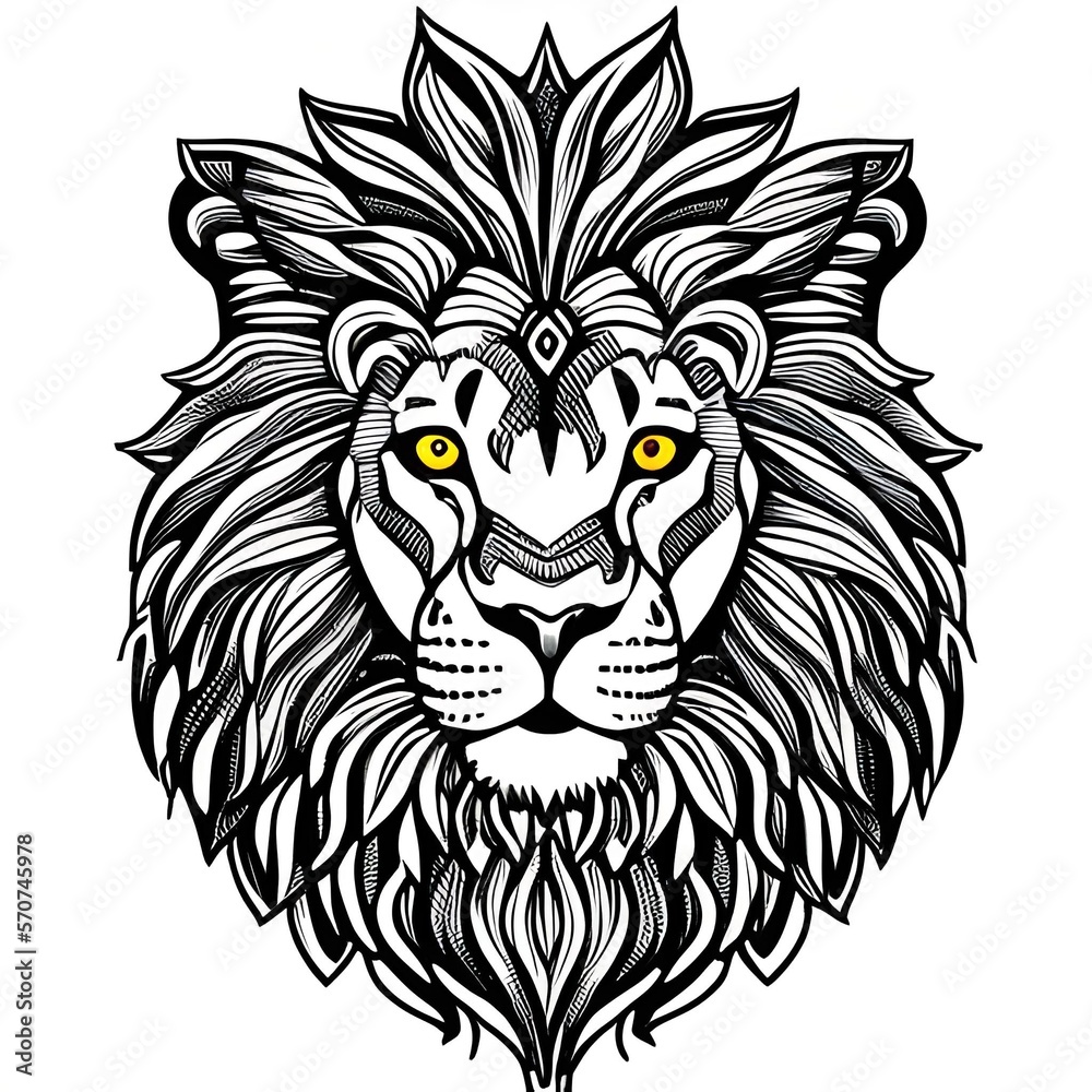 Fototapeta premium Lion Coloring Sheet, Generative AI