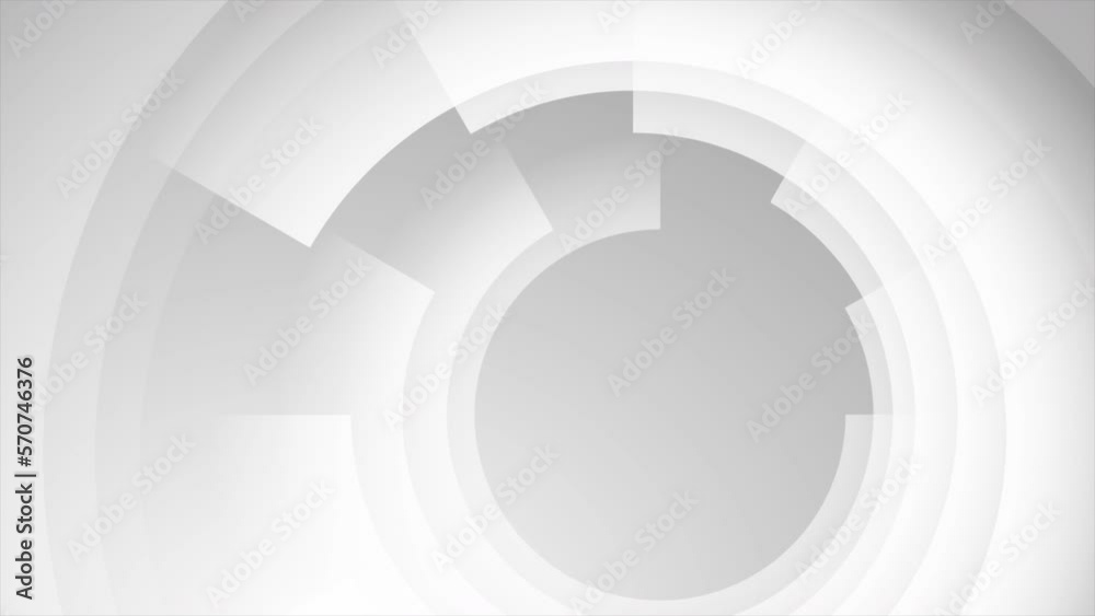 Grey white geometric tech abstract concept round swirl background. Seamless looping motion design. Video animation Ultra HD 4K 3840x2160
