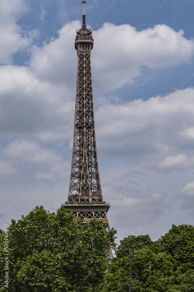 Eiffel Tower is tallest structure in Paris and most visited monument in the world. Paris. France.