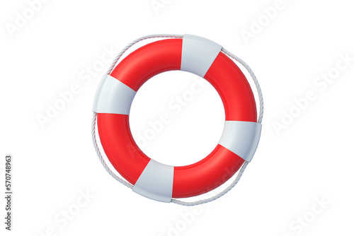 Lifebuoy isolated on white background. Top view. 3d render