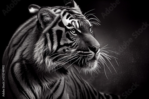 Schwarz wei   Portrait von einem Tiger. Perfektes Wandbild - Generative Ai