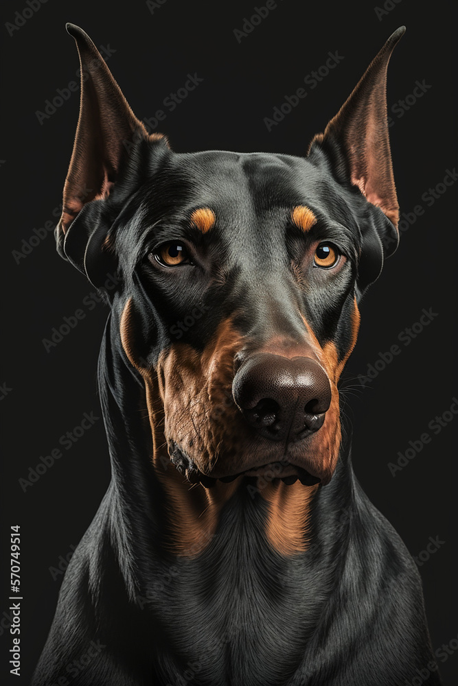 Doberman Portrait, Generative AI Doberman Portrait, Generative AI