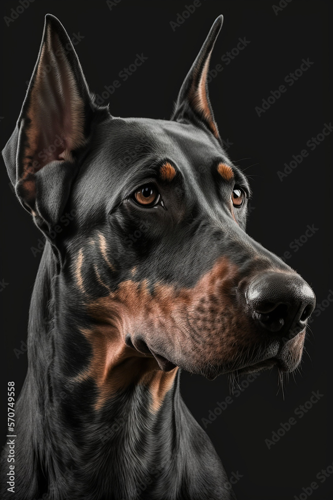 Doberman Portrait, Generative AI Doberman Portrait, Generative AI