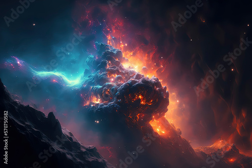 Space Nebula, amazing colorful nebula. AI-Generated