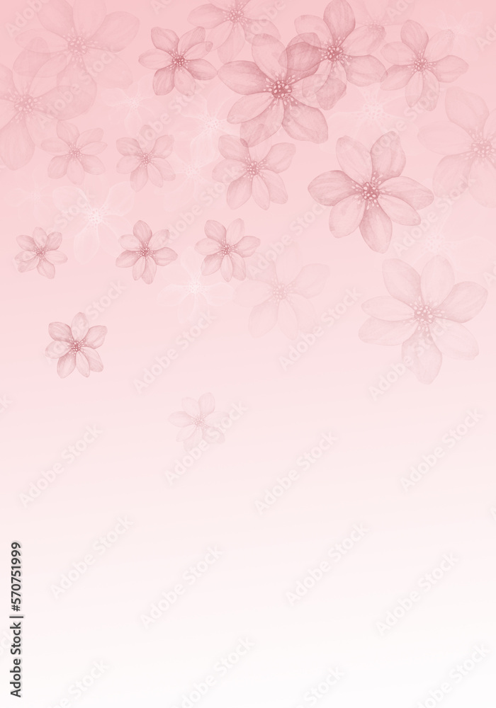 Graphical flower illustration. Floral line art pattern on pink background.