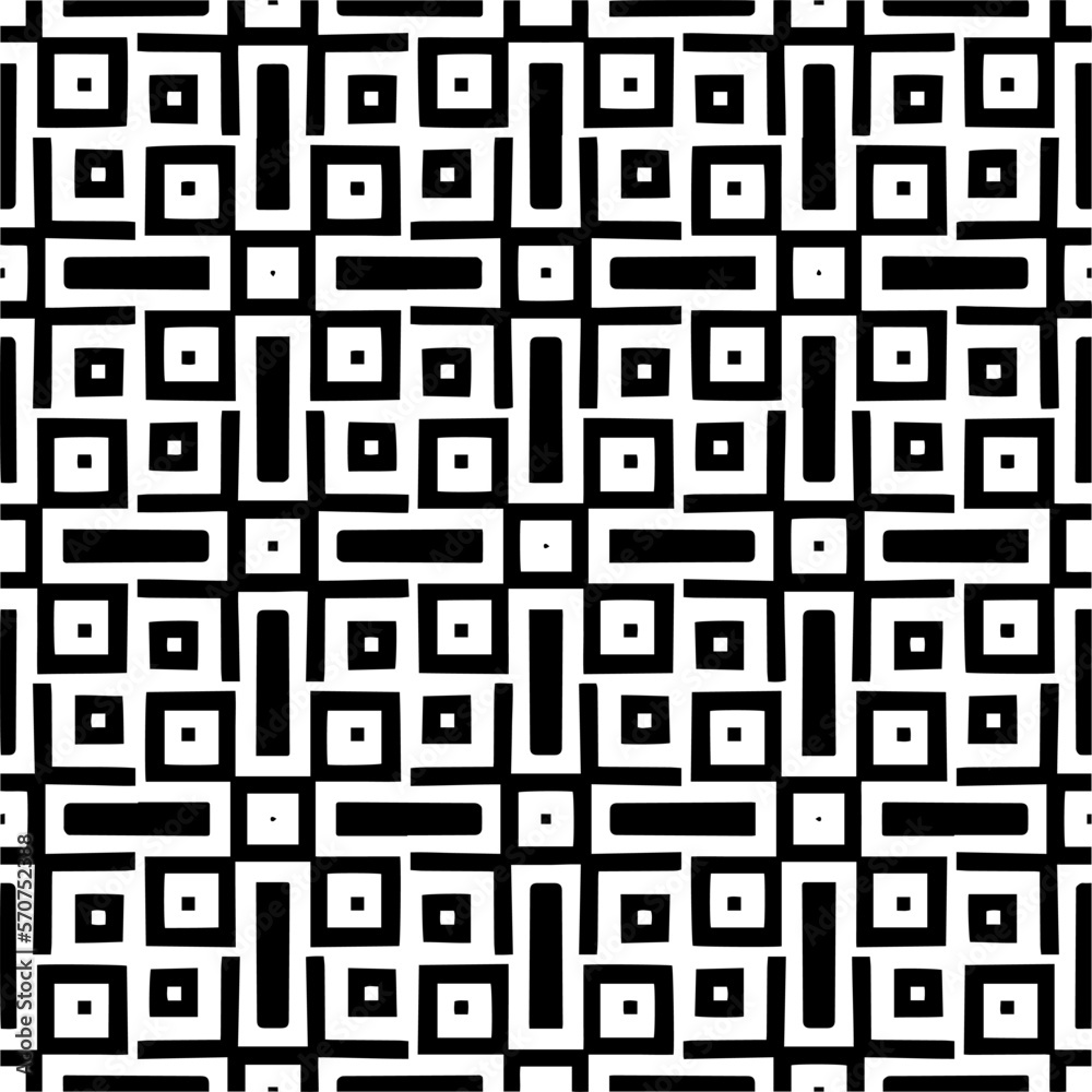 Vector geometric traditional folk ornament. Ethnic seamless pattern. Minimal ornamental background with abstract shapes. Black and white texture. Dark repeat design