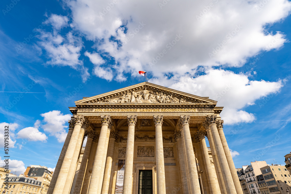 Pantheon building, it is a secular mausoleum containing the remains of distinguished French citizens. Paris, France.