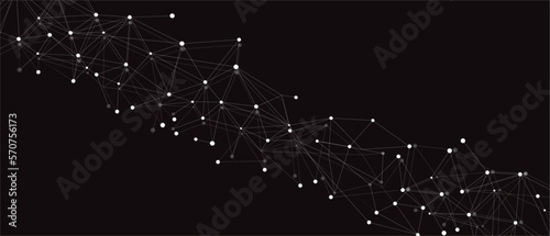 White network. Abstract connection on black background. Network technology background with dots and lines for desktop. Ai system background. Abstract concept. Line background, network technology