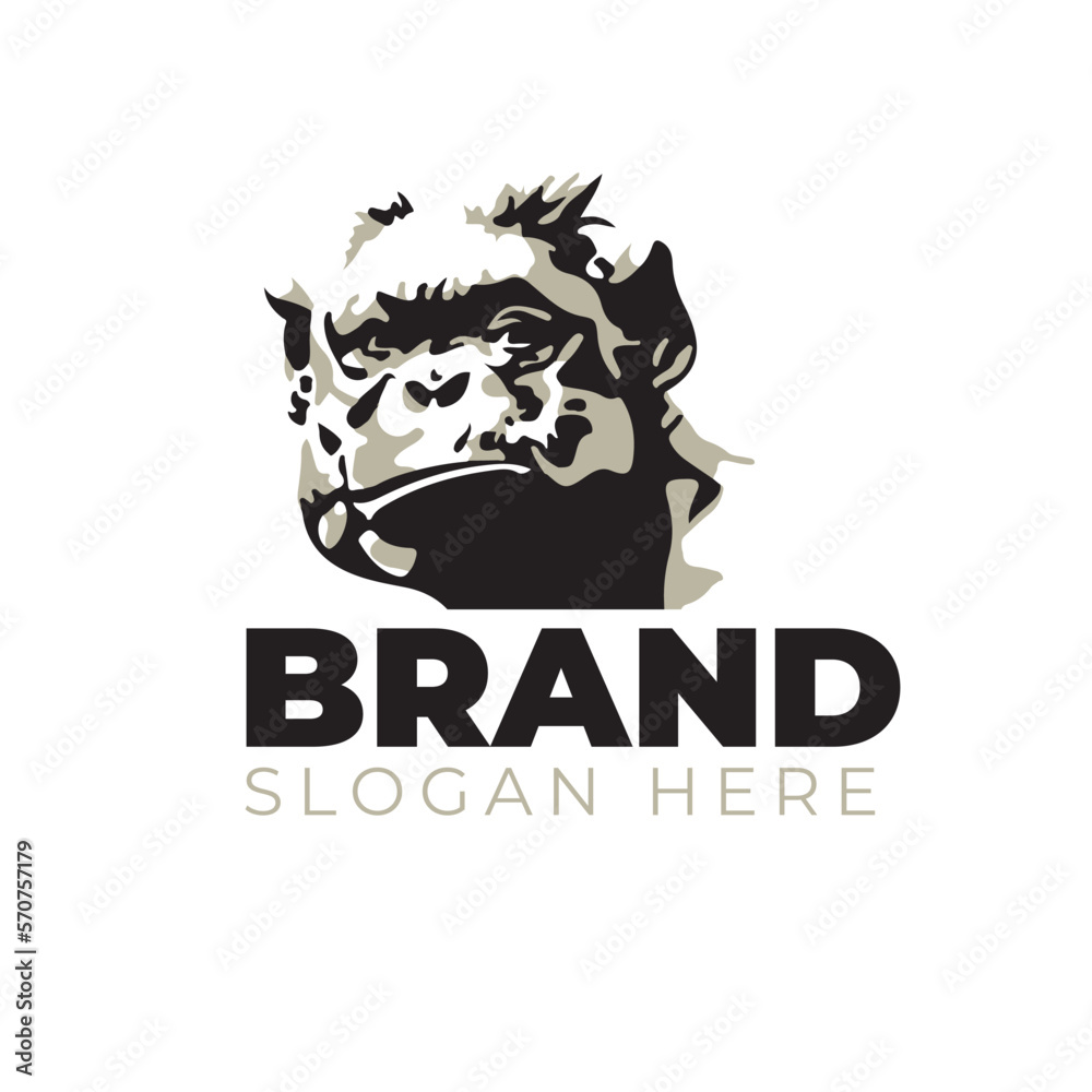 Monkey face silhouette Logo Design