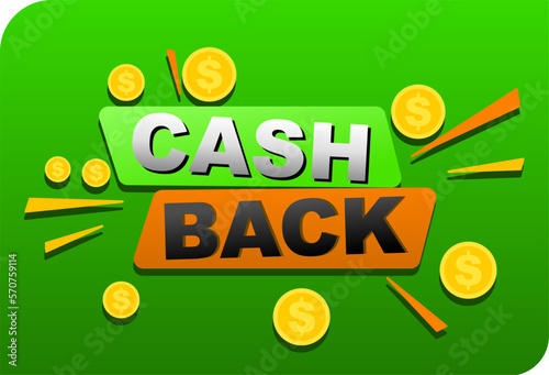 Money cashback vector with gold dollar coins