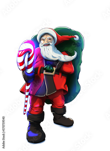 A conceptual illustration of Santa Claus in the Christmas on a transparent background