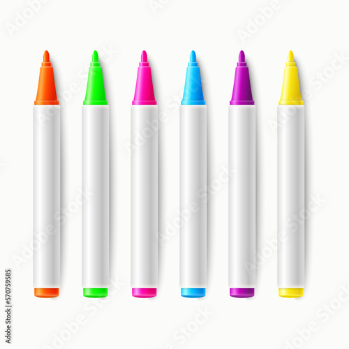 A set of colorful markers. Vector illustration.