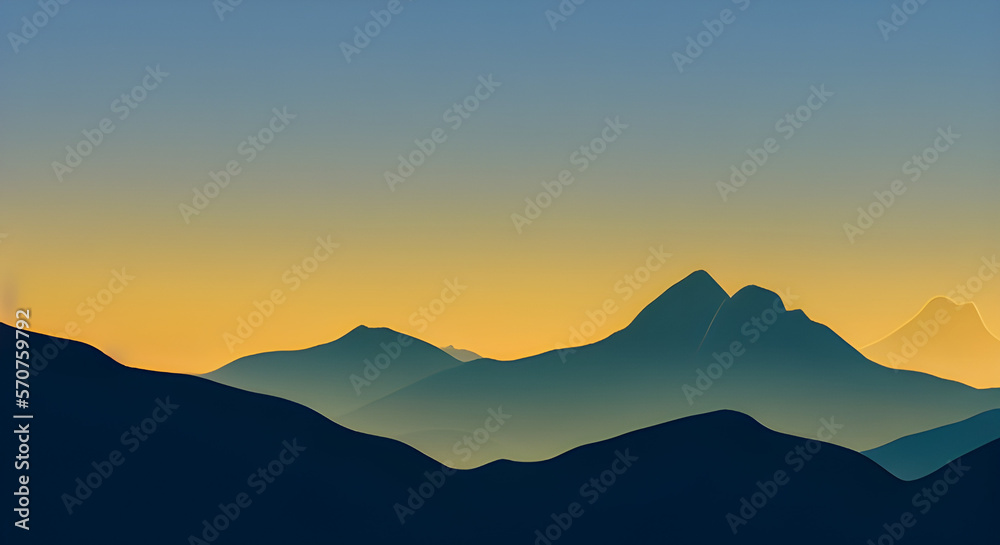 Simple Graphic Mountain Silhouette Landscape #9