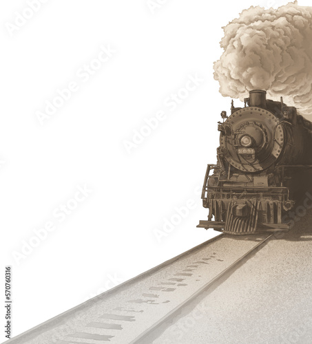 Fotografie, Obraz Railway train smoke from the chimney vintage vintage steam engine