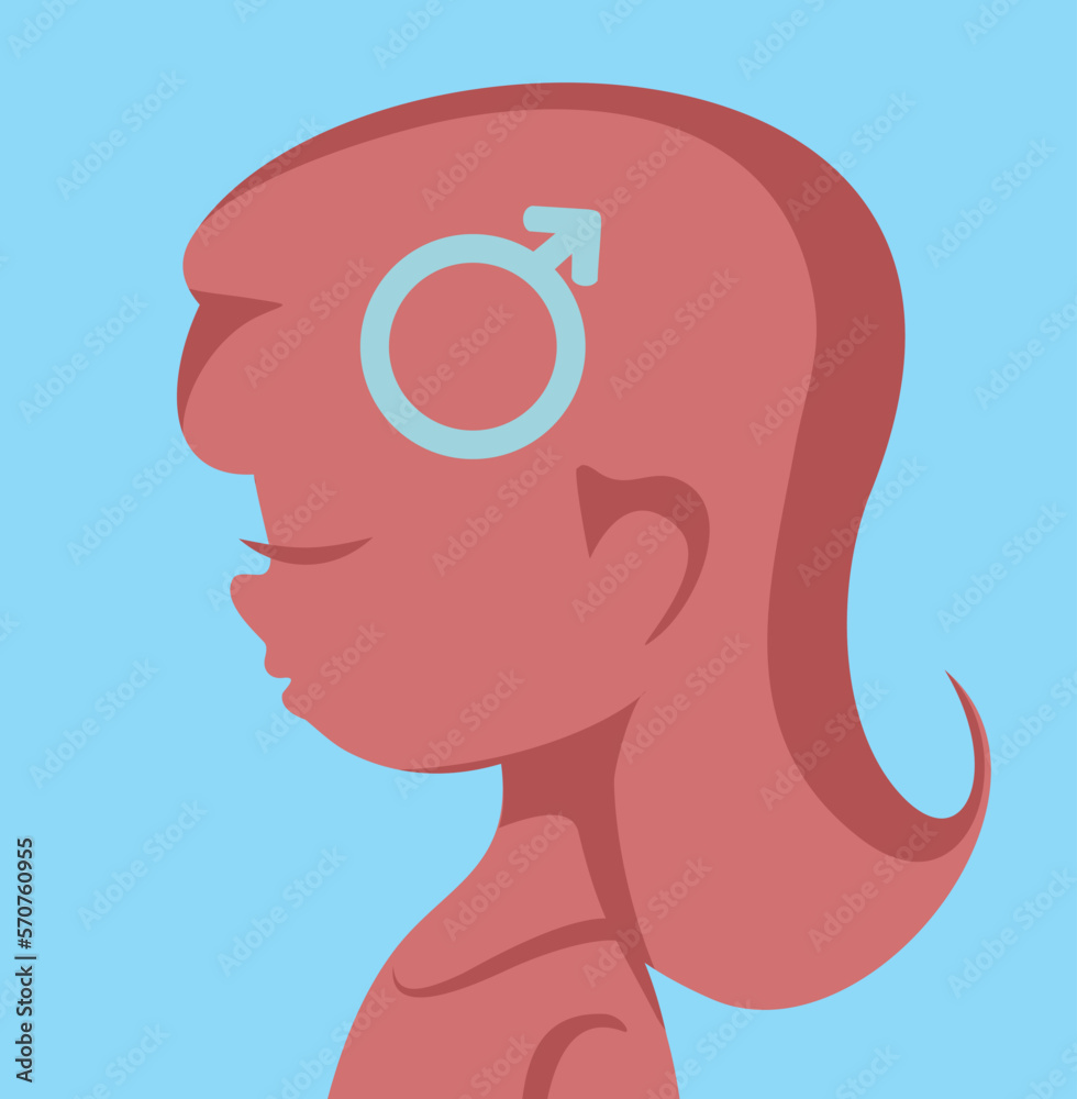Girl Identifies as Boy due to Gender Dysphoria Vector Concept