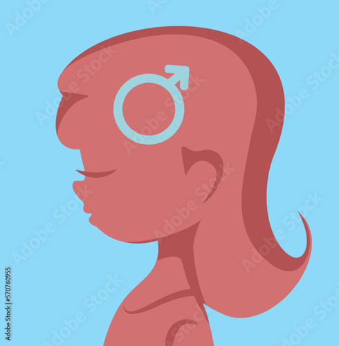 Girl Identifies as Boy due to Gender Dysphoria Vector Concept Illustration. Person feeling trapped by birth assigned gender 
