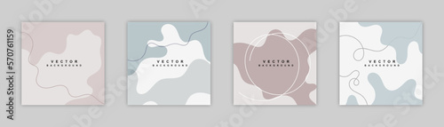Set of abstract minimal trendy square template with color abstract shape and element. Vector illustration for social media posts and stories,cards,invitations, banners,flyers, cover.