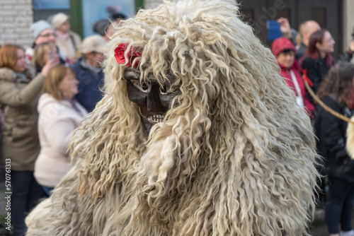A busó in Mohacs at the event of busójárás, Hungarian carnival to ward off winter photo