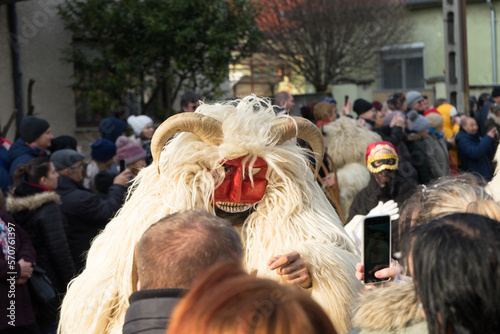 A busó in Mohacs at the event of busójárás, Hungarian carnival to ward off winter