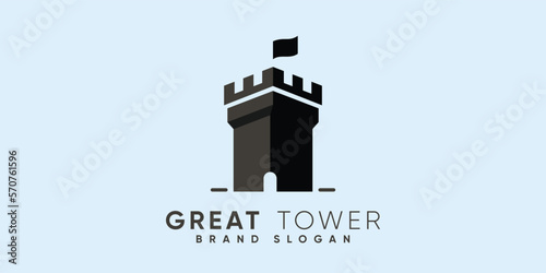 Great tower logo with modern design premium vector