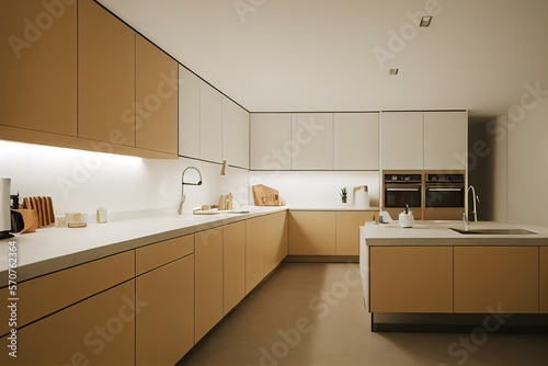 modern kitchen interior with kitchen Style Flat