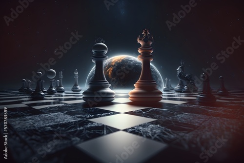 Chess in outer space created using AI Generative Technology