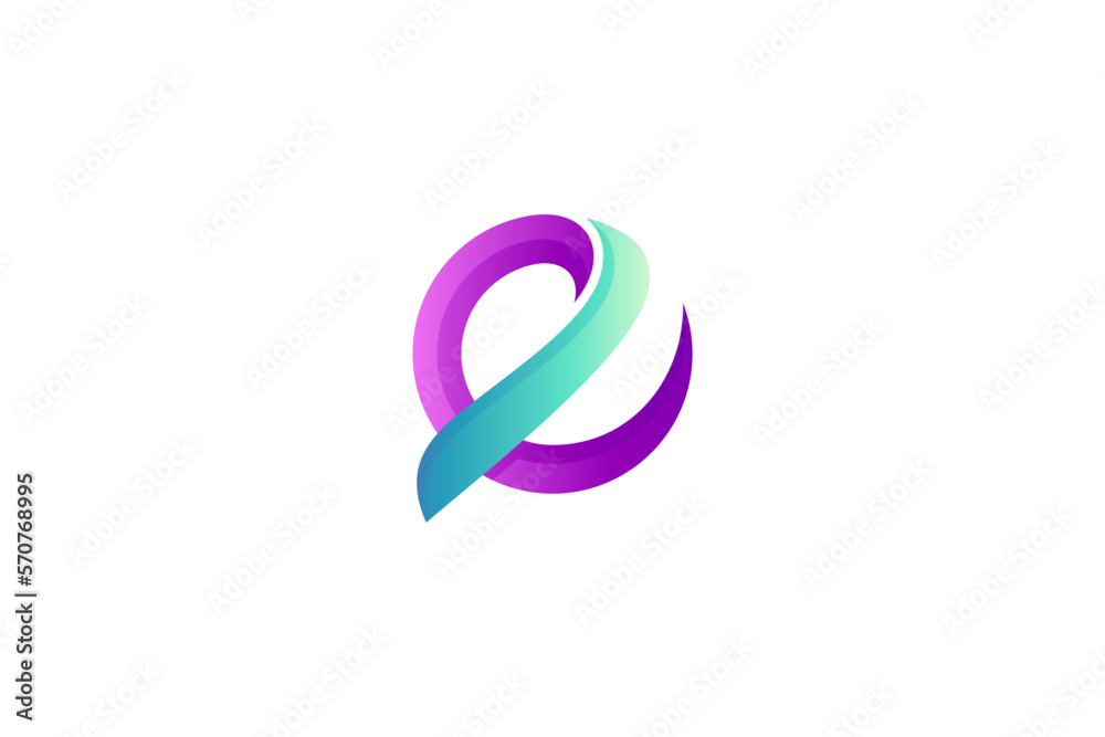 Letter e logo with modern minimalist design style