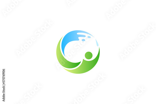 Abstract people logo design with water splash suitable for healthy life design concept