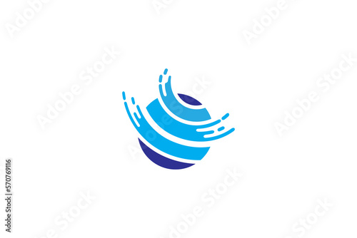 Globe design logo with water splash variation in blue color design