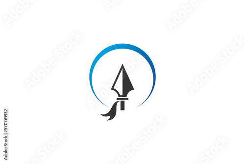 Arrowhead spearhead logo in simple flat design style