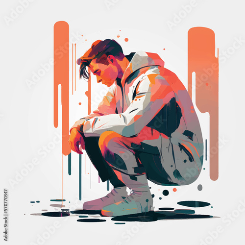 abstract illustration of man suffering from depression and sadness