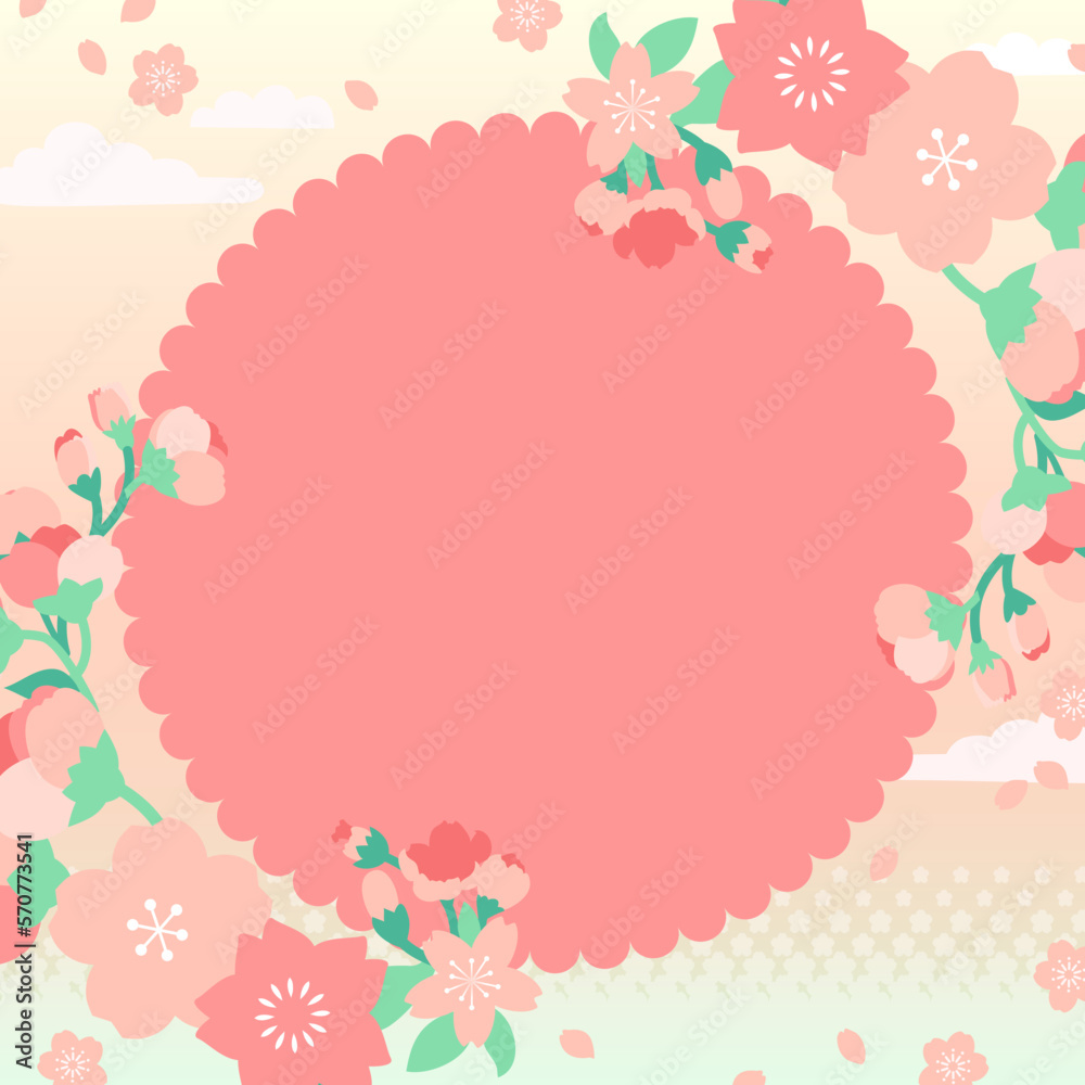 桜のバナーデザイン ベクター素材 1:1 文字なし
