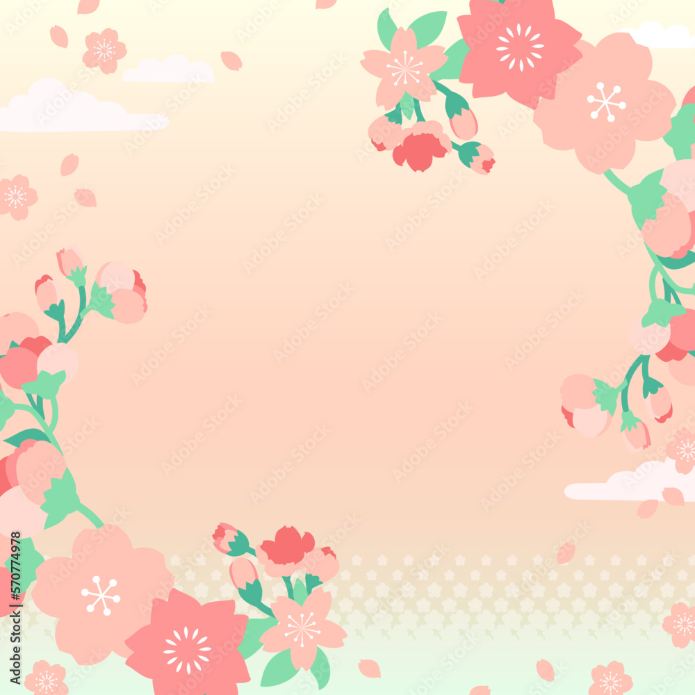 桜のバナーデザイン ベクター素材 1:1 文字なし 桜のバナーデザイン ベクター素材 1:1 文字なし