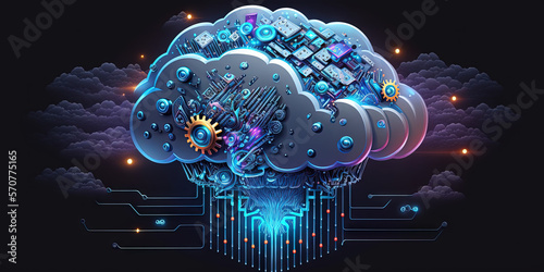 Enhance your tech content with these stunning stock photos of clouds filled with innovative technology elements. Perfect for web designers, publishers, and content creators.