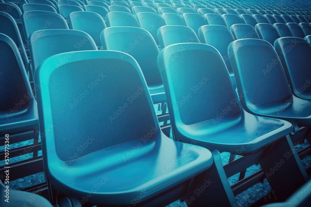 Fototapeta premium blue seats in the stadium. Generative AI