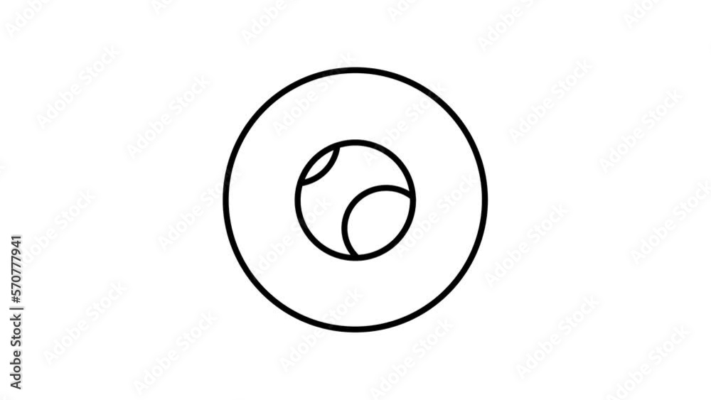Tennis ball black and white line icon vector illustration in a circle, for web use for sports, game, fun, video animation, self drawing. Tennis ball black and white line icon vector illustration in a circle, for web use for sports, game, fun, video animation, self drawing.