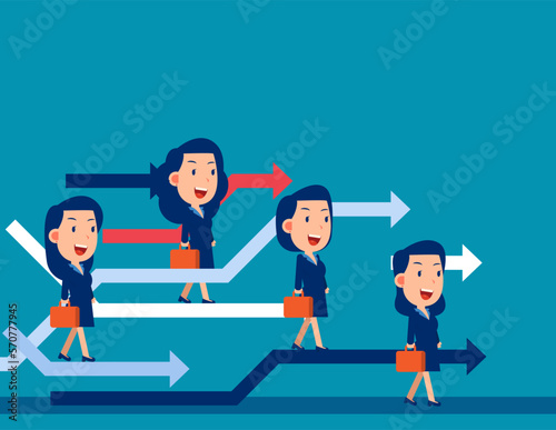 Progress and development strategy readjustment in unstable market situation. Business reorganize vector
