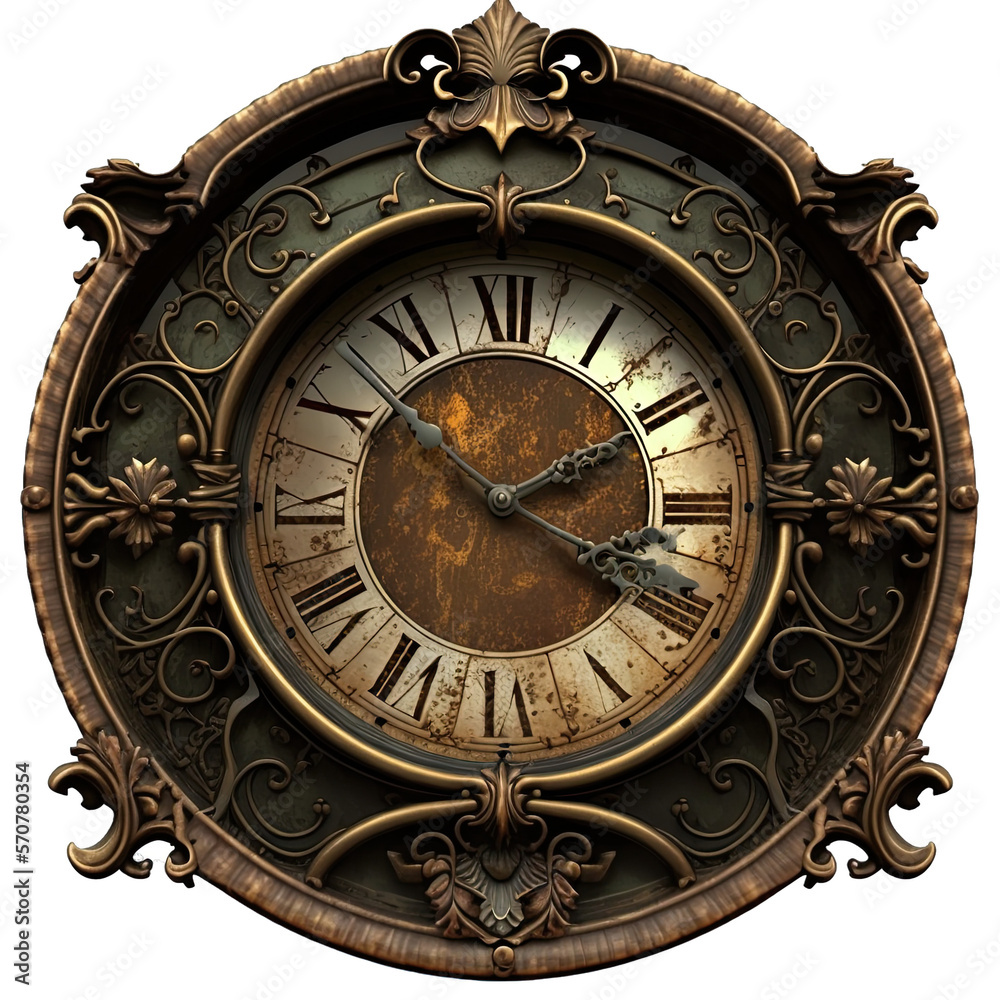 Clock Design Elements Isolated on Transparent Background: A Graphic Design Masterpiece with Clear Alpha Channel for Overlays in Web Design, Digital Art, and PNG Image Format (generative AI)